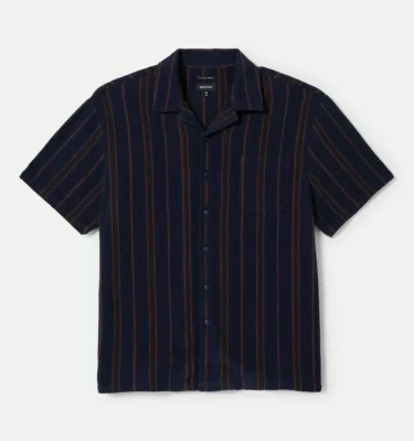 Brixton Bunker Waffle Stripe S/S Camp Collar Shirt